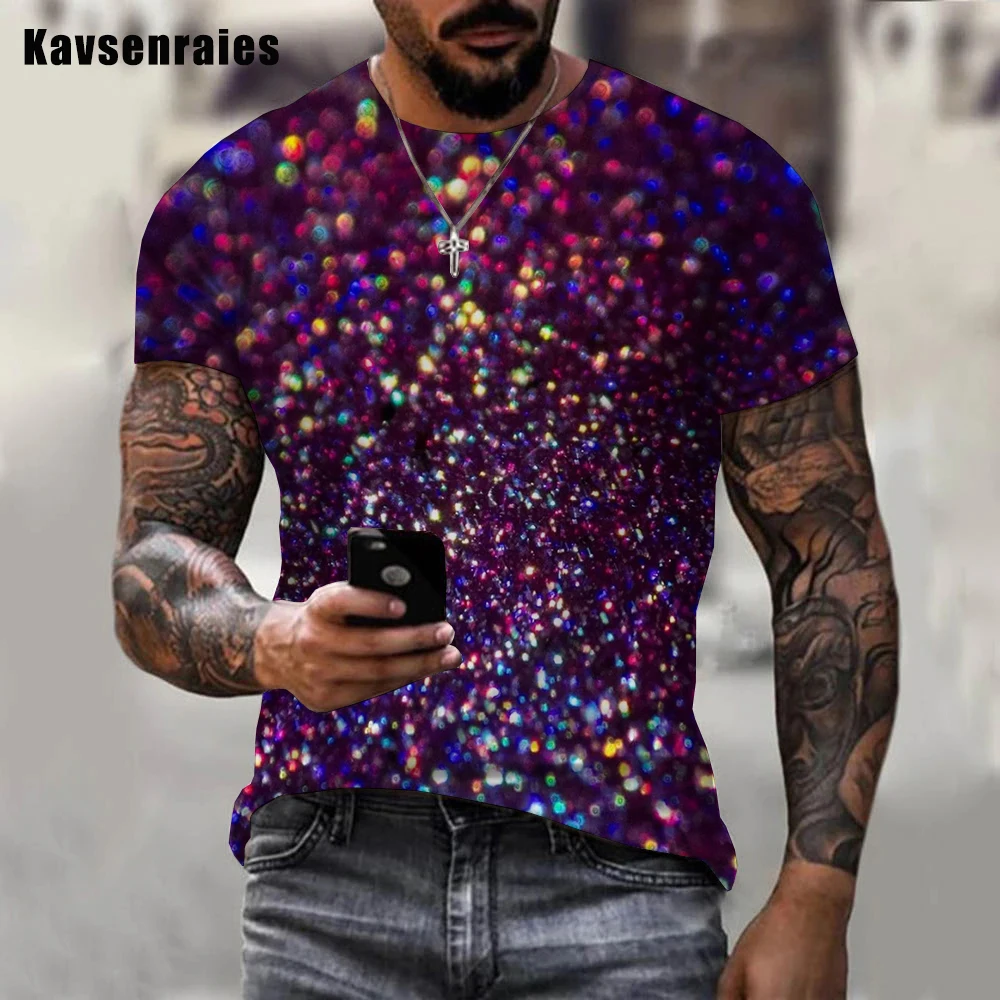 Men Women Hot Summer Fashion Colorful Glitter Printed 3D Men T-shirt Casual Comfortable Oversized O-Neck Short Sleeve Tops 6XL