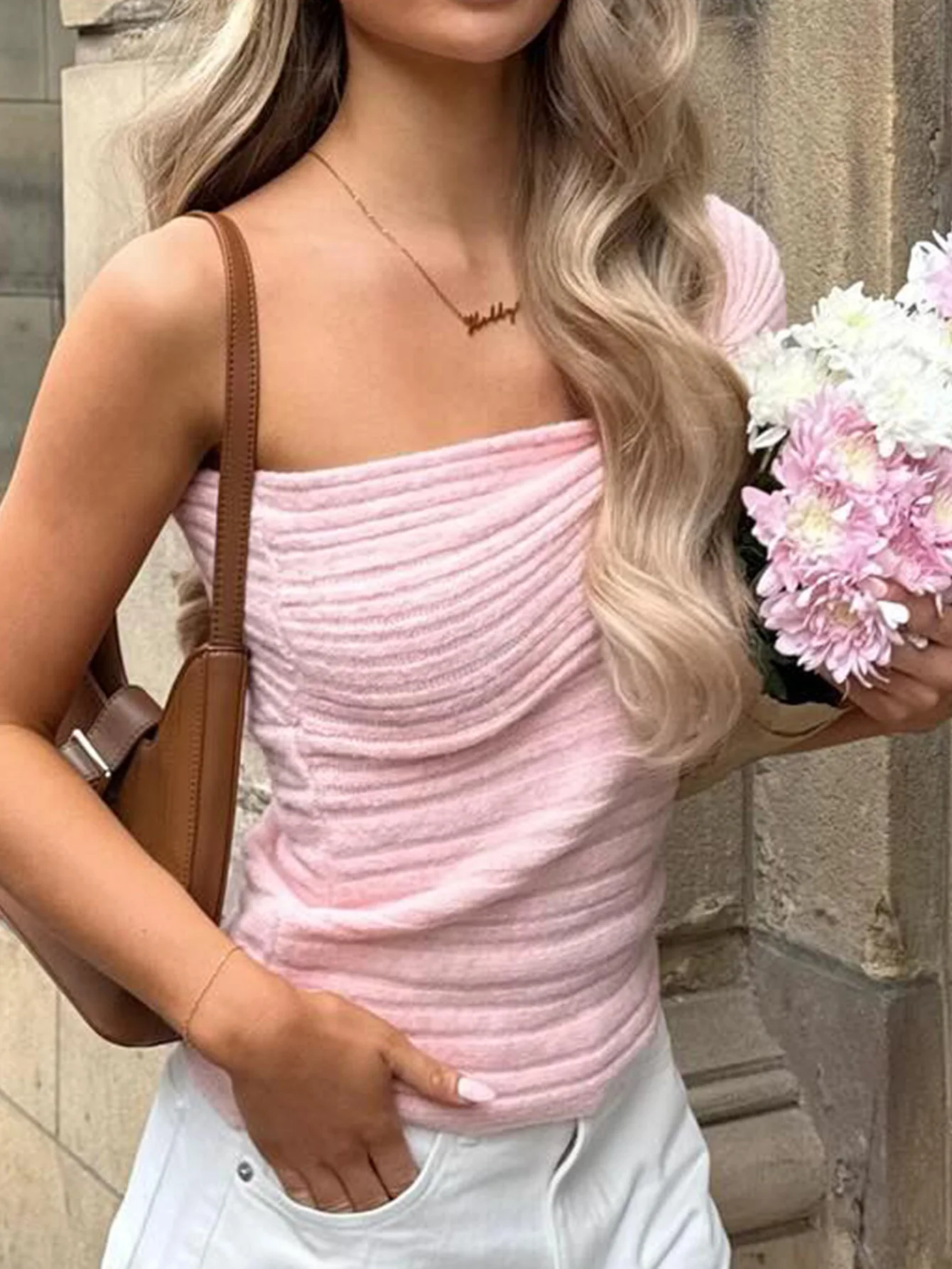 

Simple and elegant style strapless suspender women's wool sweater for summer 2025 new women's clothing