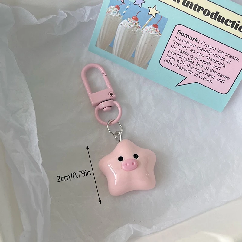 New 1Pc Cute Star Piggy Key Chain Cartoon Pink Star Pig Doll Pendant Key Ring Backpack Charms Car Decoration Bag Accessories