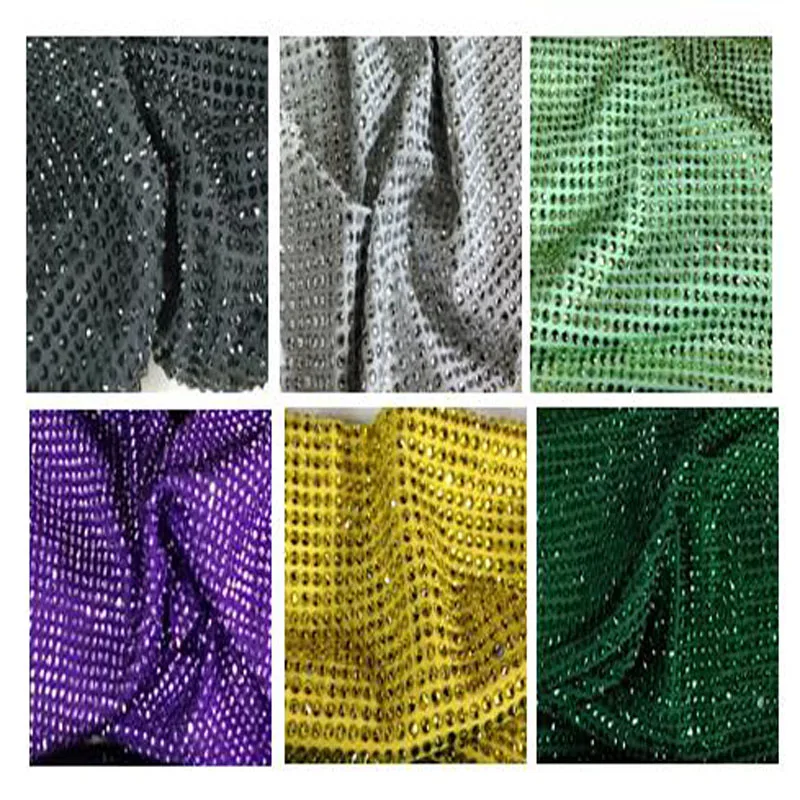 

ViaPhil Sampling Bling Bling Glitter Crystal Rhinestone Glitter Fabric 30x30cm On Sewing Fabric Polyester/Spandex Stretch