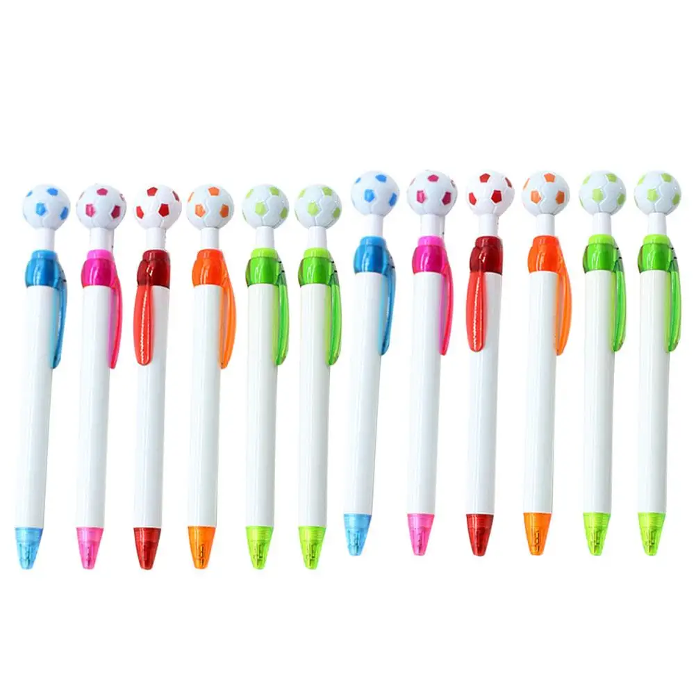 12pçs caneta esferográfica de futebol criativa, material abs, resistente, recarga substituível, novidade, caneta de futebol para atletas, fãs engraçados