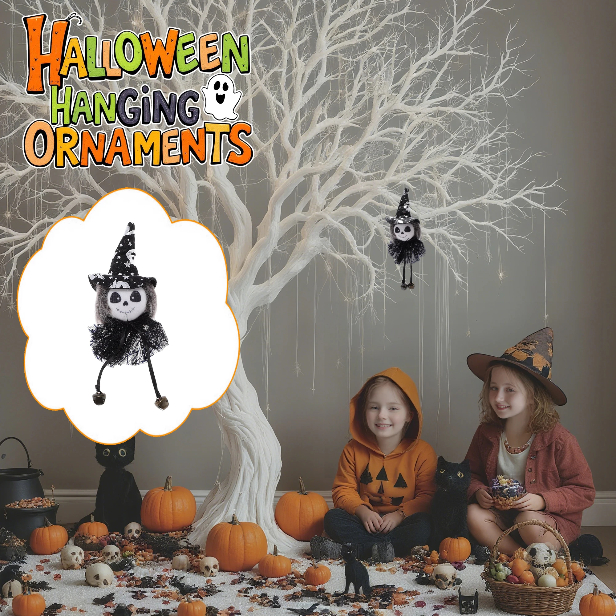 

UXCELL Halloween Hanging Ornaments Ghost Halloween Hanging Pendant 17x6cm Cotton Polyester 1 Pcs Multiple Scene Embellishments