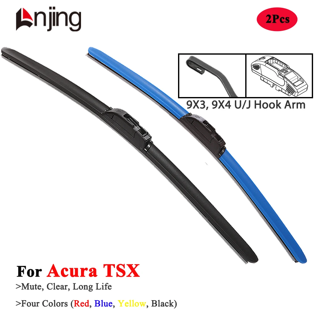 

LNJING Colorful Hybrid Wiper Blades For Acura TSX CL7 CU Sedan 2003 2004 2005 2006 2007 2009 2010 2011 2013 2014 Car Accessories