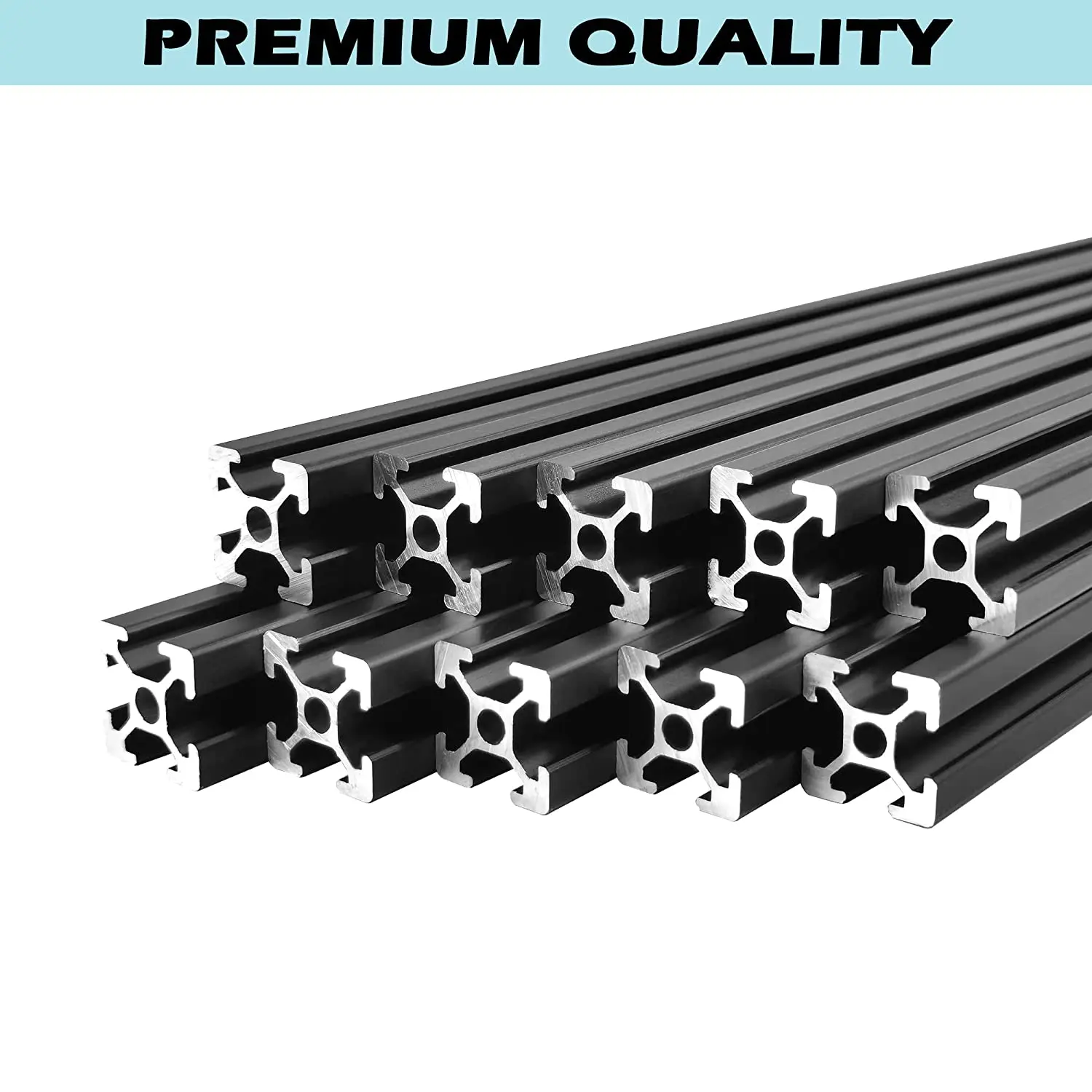 10 Pack 2020 T Slot Aluminum Extrusion European Standard Anodized Linear Rail for 3D Printer CNC DIY Silver Black 400mm/15.75