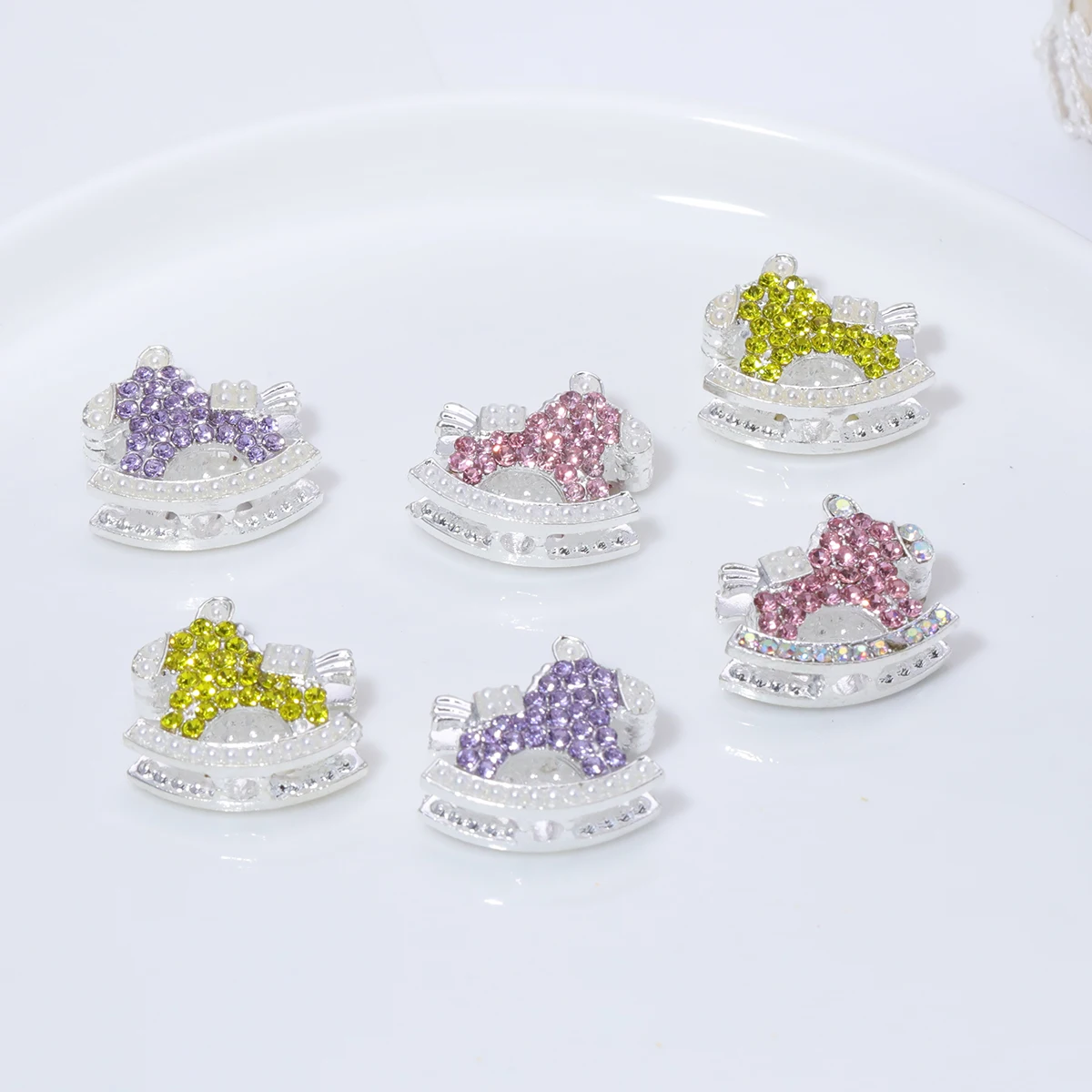 Cordial Design 30 Uds. Accesorios de joyería de 19*20MM/hechos a mano/cuentas de aleación de lujo DIY/efecto de diamantes de imitación/forma de caballo balancín # 18667