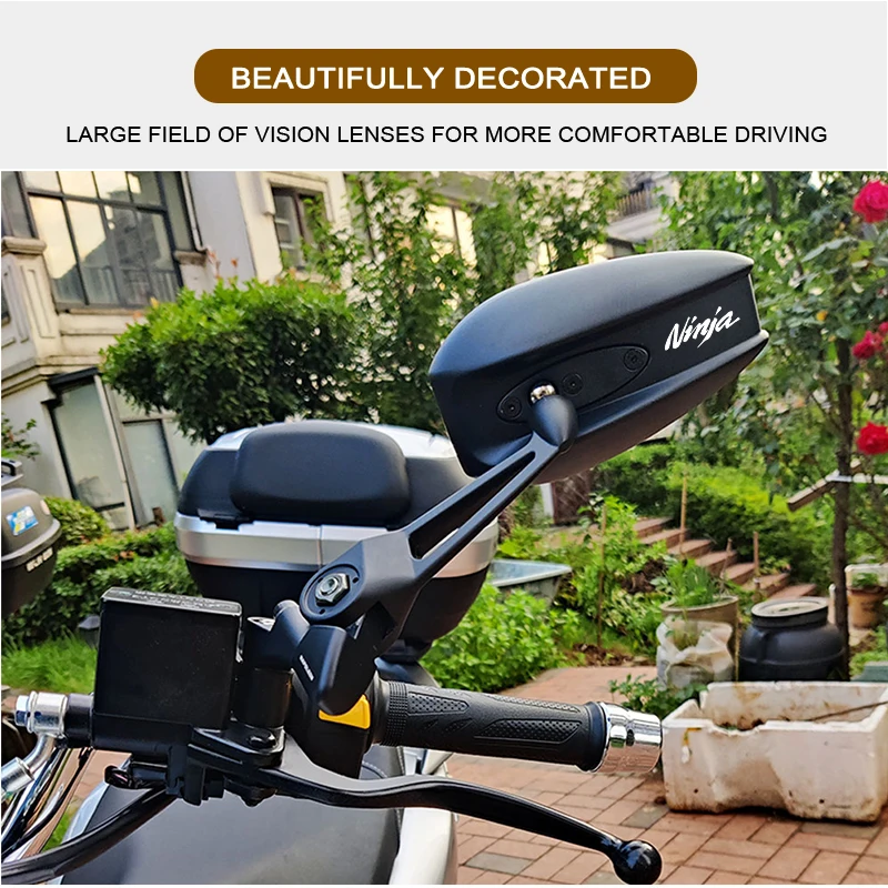 مرايا الرؤية الخلفية للدراجات النارية العالمية قابلة للطي 360 درجة ° تعديل لملحقات كاواساكي نينجا نينجا 1000 400 نينجا 250 600 H2 #4