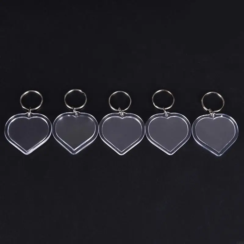 62KE Set of 50 Acrylic Heart Frames with Flowing Tassels Delicate Key Rings Jewelry Suitable for DIY Enthusiasts and Crafters