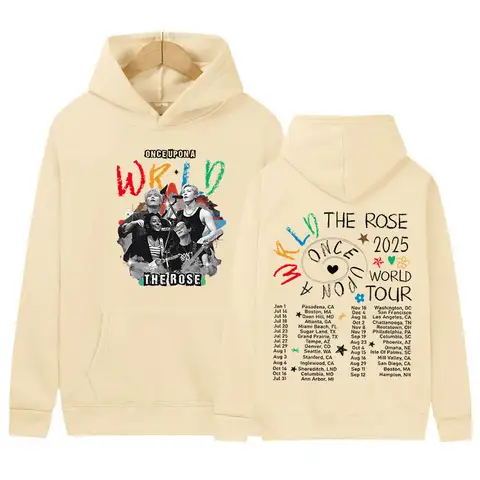 Kpop The Rose Once Upon AWRLD World Tour 2025 Hoodie Herr Damkläder Hiphop Överdimensionerade Långärmade Fleece Hoodies Streetwear 8 best sales Kpop The Rose - №2