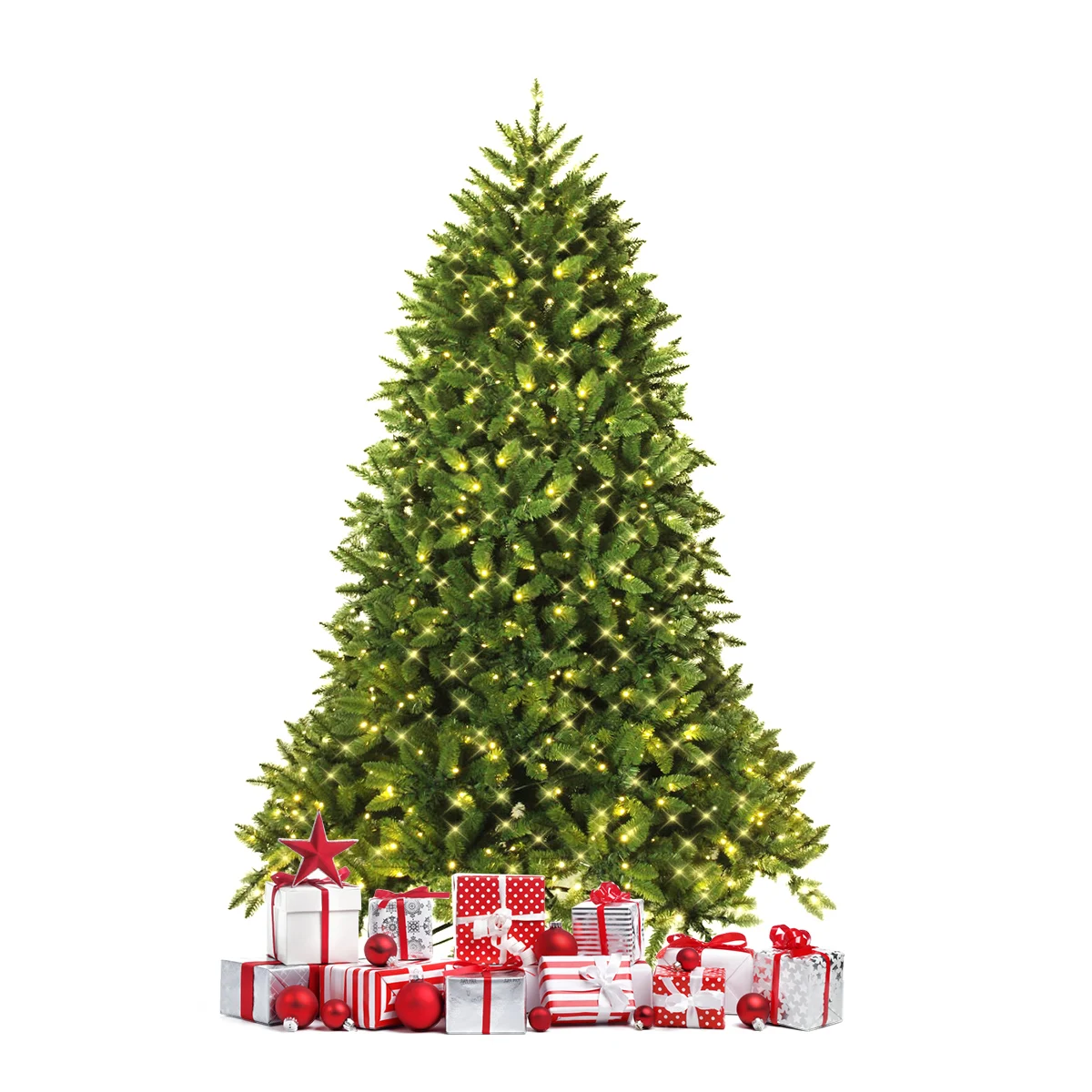 

5'Christmas Tree Artificial Spruce Tree Plant Fake Christmas Tree w/ Light Stand