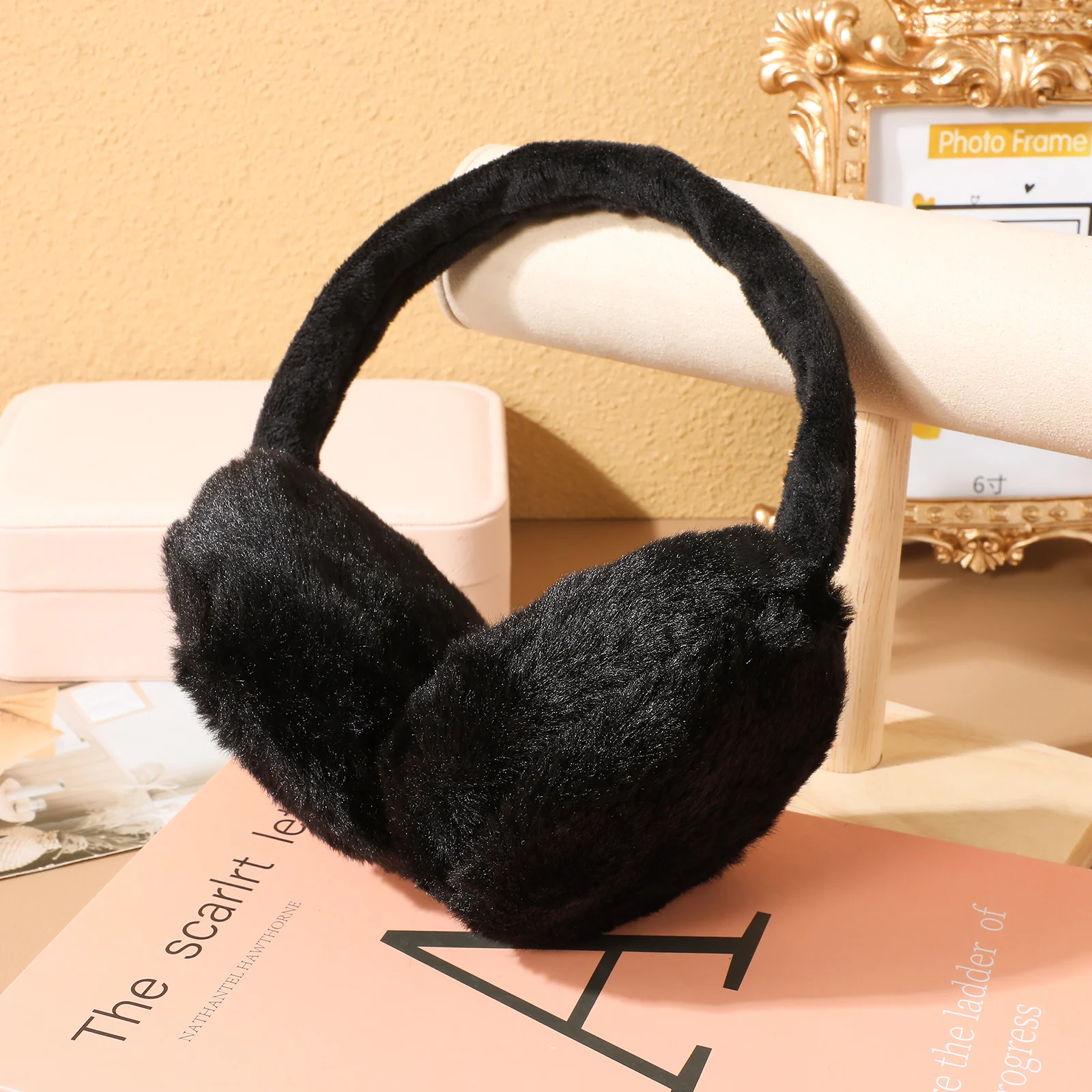 

Warm Earmuffs Winter Ear Covers Ear Warmers For Women Black Cute Cartoon Design Durable Outdoor Headwear Accessory