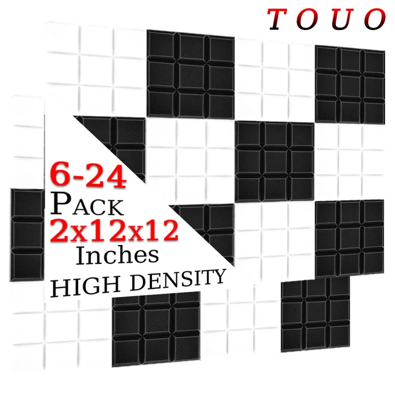 

TOUO 6/12/24 Pcs Acoustic Foam High-Density Sound Absorbing Sponge Wall Soundproofing Soundproof Material Ktv Acoustic Treatment