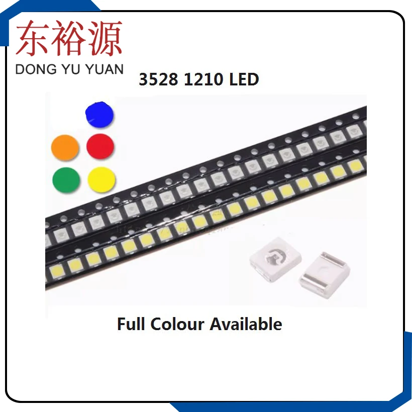 100pcs 1210 LED Blue Yellow Warm White Green Purple 1210 Light Emitting Diode 3528 SMD Super Bright High Quality Bead Red