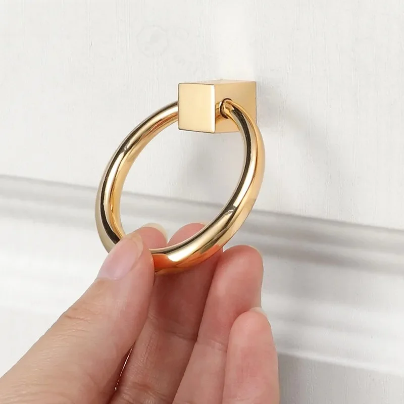 European Style Pull Ring Handle Modern Simple Single Hole Knob for Coffee Table Cabinet Door Drawer Shoe Cabinet Wardrobe
