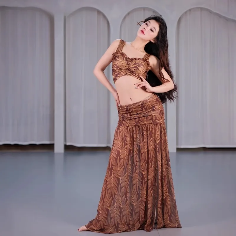 

Customized Belly Dance Costumes High-end Sexy Training Outfit T036 Top and Skirt 2Pcs Samba Carnival Costumes