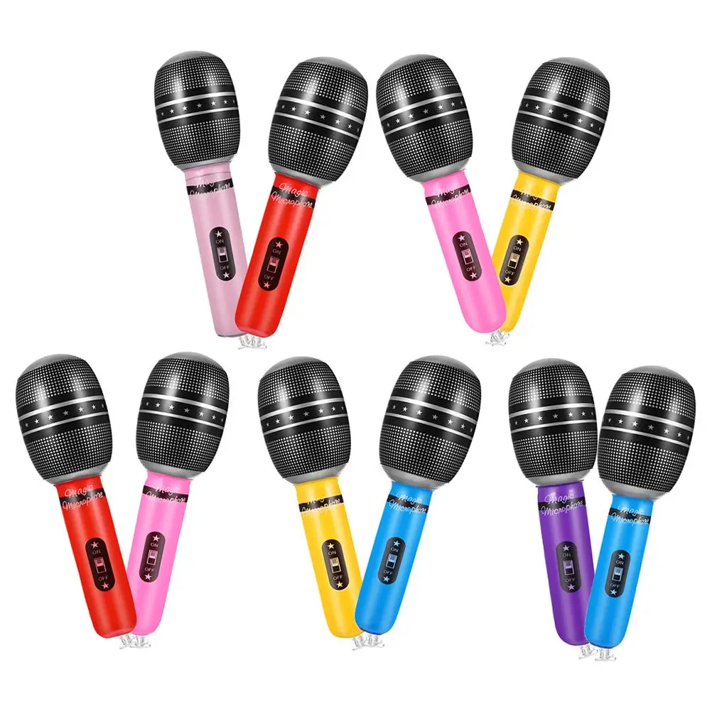 10 Pcs Inflatable Fake Mic Blow Up Microphone Props for Parties Realistic Look Microphone Prop Confidence Building