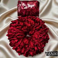 1/60/100/12/24pcs wine red Satin Hair Scrunchies Set For Women Elastic Ties Suitable Ponytail Casual Accessories Headwear Cute - Image 6