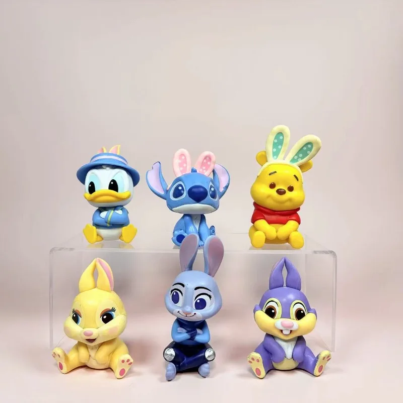 Disney Cartoon Toys Kawaii Judy Hopps Stitch Donald Duck The Pooh Bear Thumper Cute Deco Gifts Decoration Dolls Toy Figures