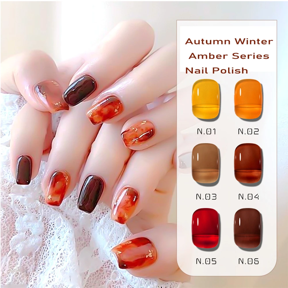 5g Brown Amber Gel Nagellack Herbst Winter Jelly Transluscent Semi-permanet UV Soak Off Nagellack Eleganter brauner Nagellack