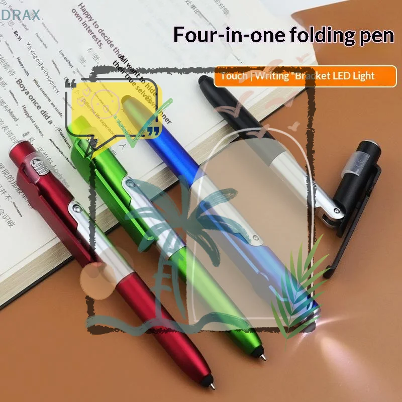 

4 In 1 Folding Multifunction Pen With LED Light Touch Screen Stylus Phone Stand For Writing Office Student Stationery Supplies
