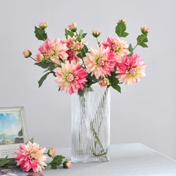65CM Single 3-head Dahlia Artificial Flower Nordic Wedding Decoration Road Guide Home Interior Decoration Photography Props