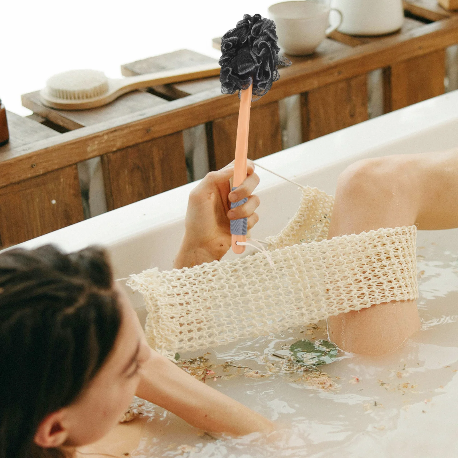 

Handle Shower Loofah Exfoliating Sponge For Adults Bath Ball Body Scrubber Bath Ball Bathroom Shower Supplies