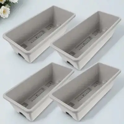 

4Sets Vegetable Planting Pots with Trays Rectangular Window Planter Boxes Durable Garden Plant Pots Indoor Outdoor Gardening