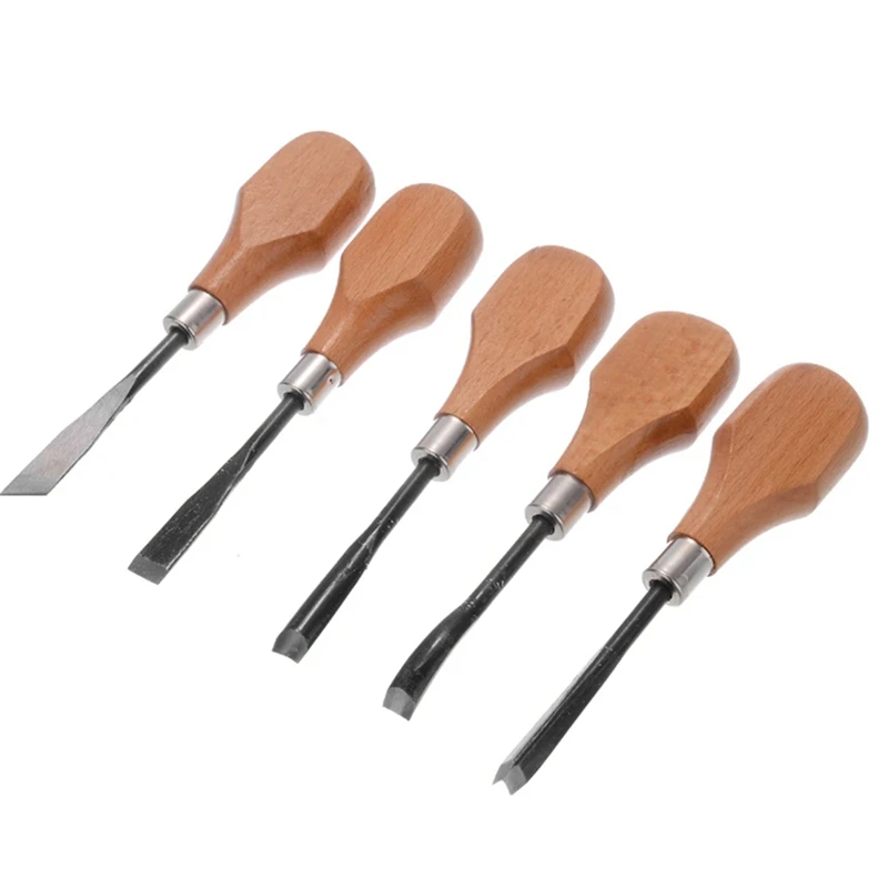 5Pcs Wood Carving Knife Set Kit Woodworking Carving Tools Woodworking Chisel Lathe Household DIY Equipment Hand Tools Kit