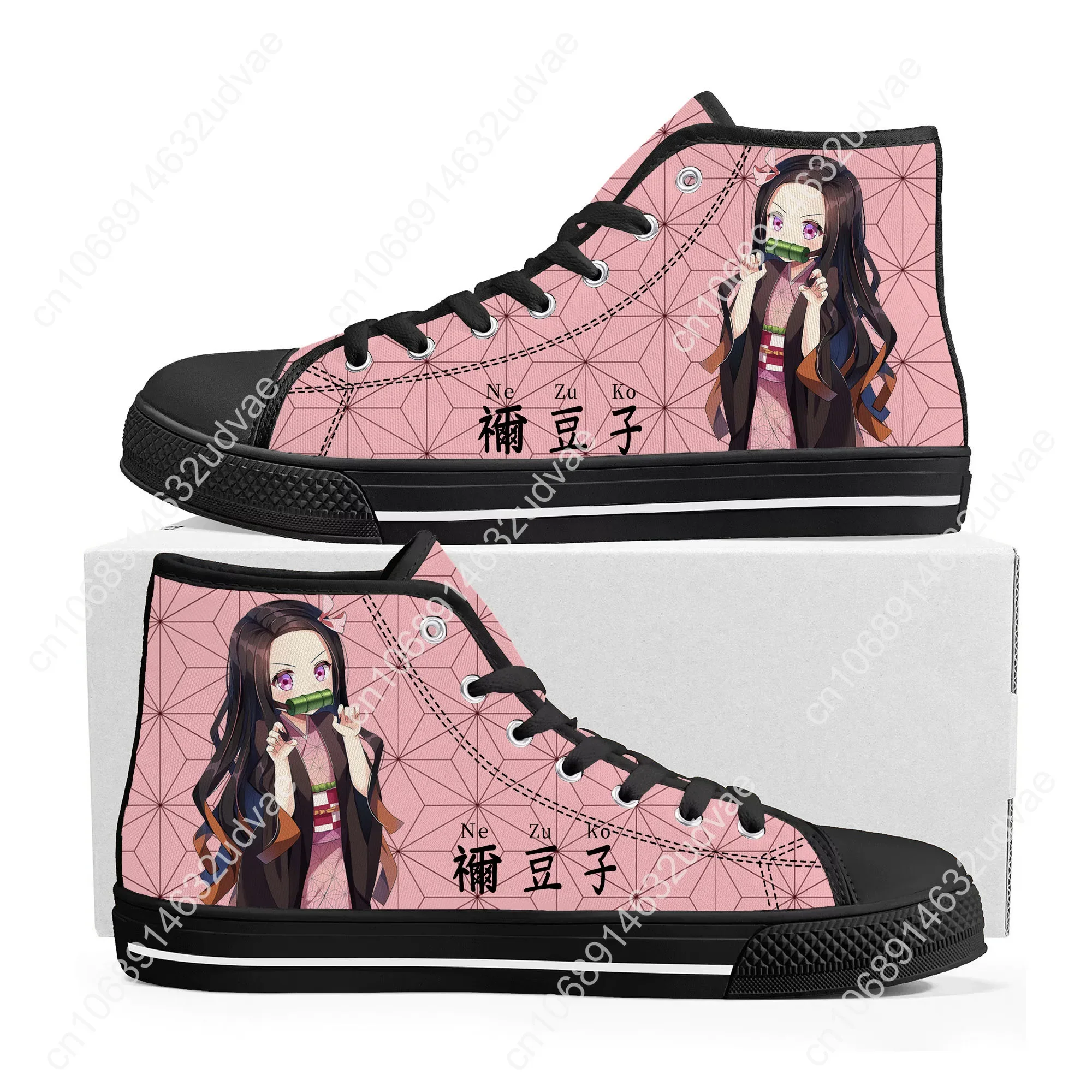 Anime Demon Slayer Kimetsu No Yaiba High Top Sneakers Men Women Teenager Canvas Sneaker Casual Tanjirou Nezuk Shoes Custom Shoe