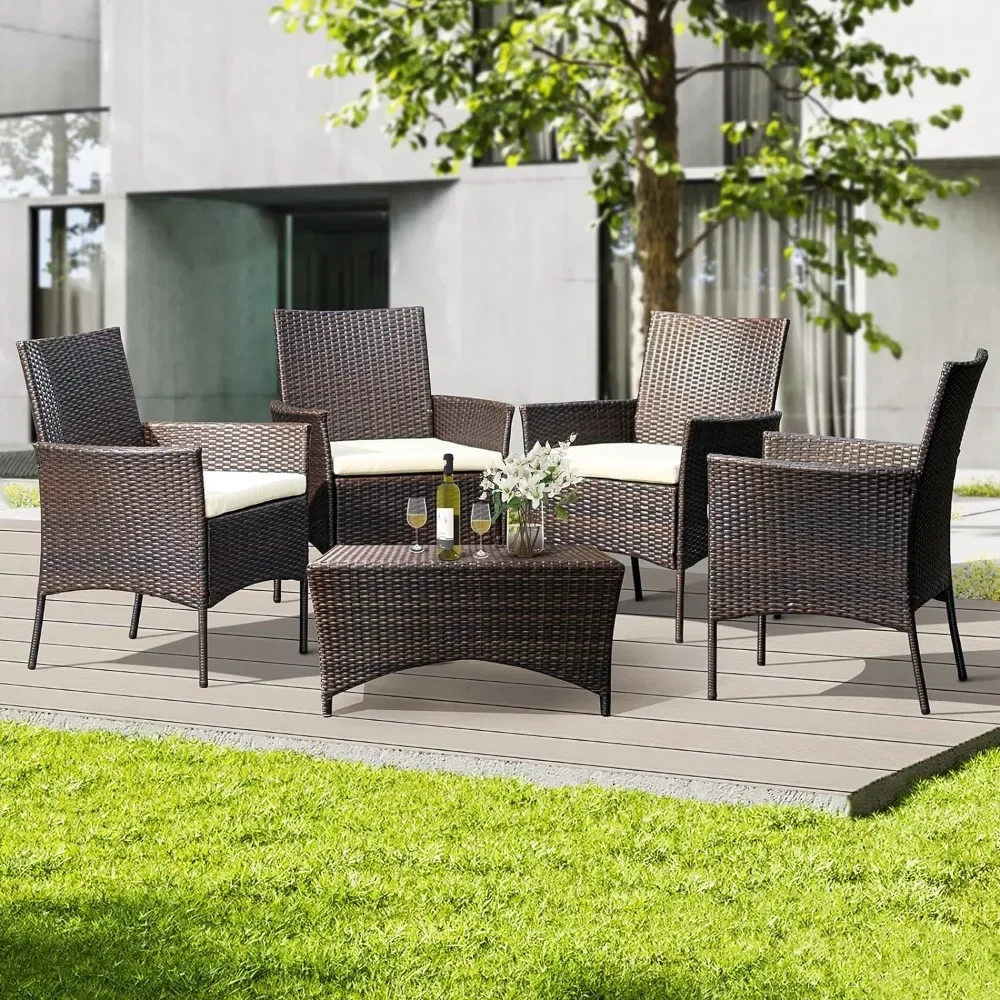 Wicker Dining Patio Chairs Set All-Weather Outdoor Patio, 24.5