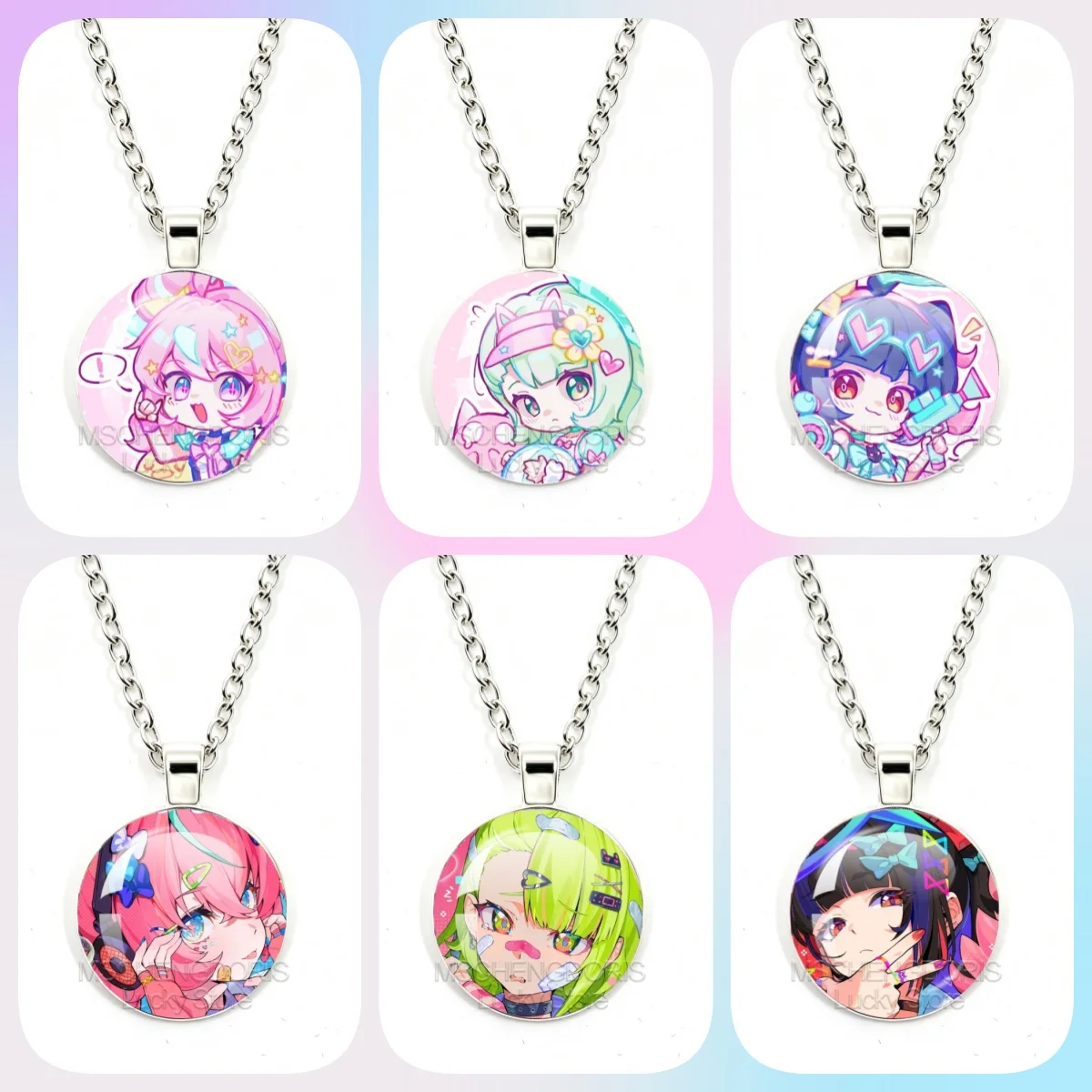 Angels Of Delusion Zenless Zone Zero Glass Cabochon Pendant Necklace Game Character Sunna Aria Nangong Yu Jewelry Cosplay Gift