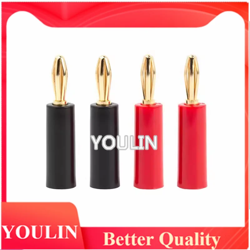 10pcs Gold Plated New 4mm Plugs Pure Copper Musical Speaker Cable Wire Pin Banana Plug Connectors Red Black