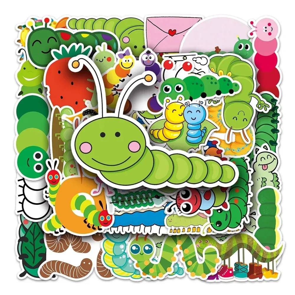 10/30/50PCS Cartoon Caterpillar Graffiti decorazione Notebook chitarra tazza d'acqua valigia Scrapbook adesivo impermeabile all'ingrosso