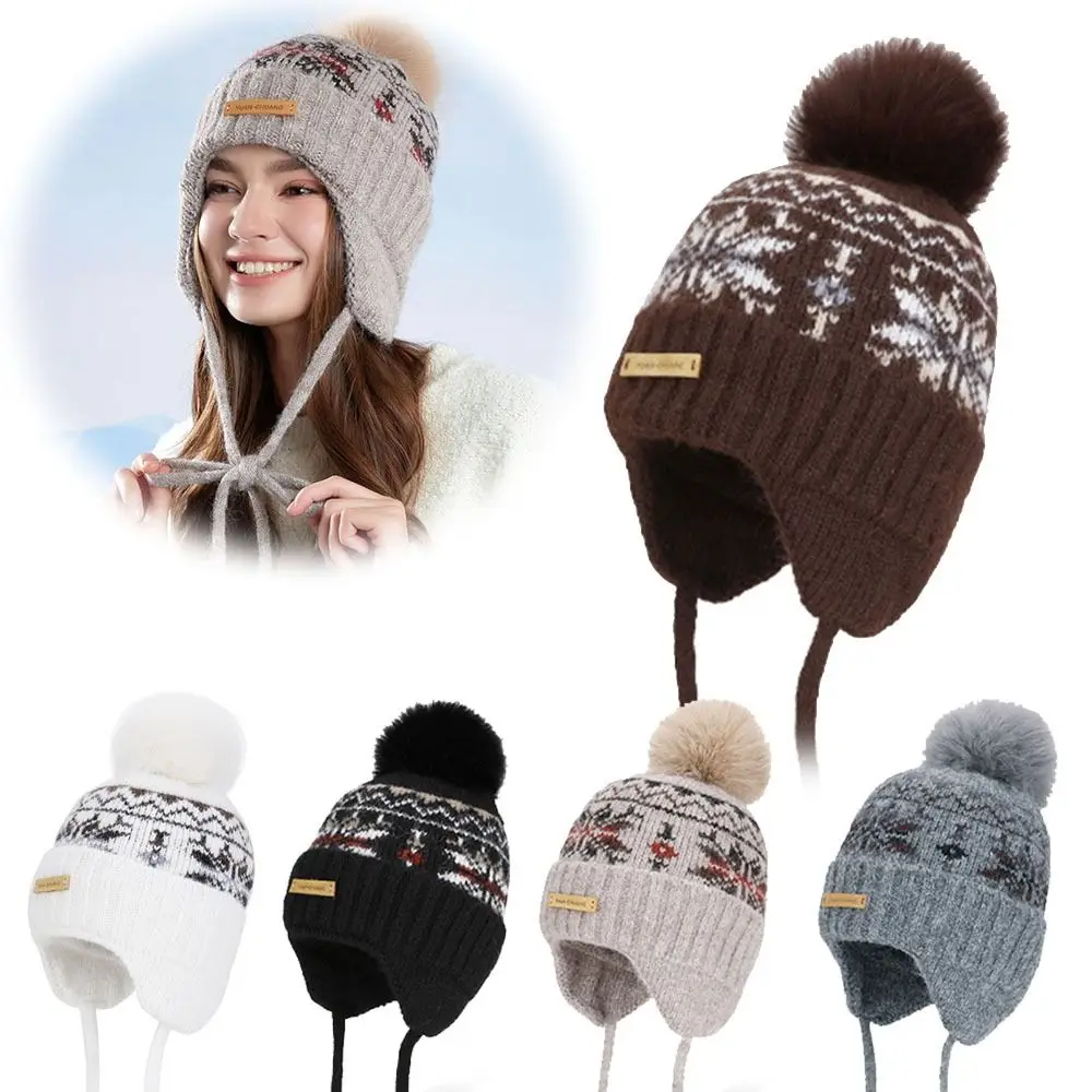 

Повседневные утолщенные шапки-бини, теплая вязаная шапка с защитой от холода, шапка с помпонами, осень-зима