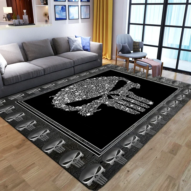 New 3D Creative Skull Printed Door Mat Soft Flannel Carpet Home Bedroom Living Room Home Decoration Washable Anti-slip Floor Rug