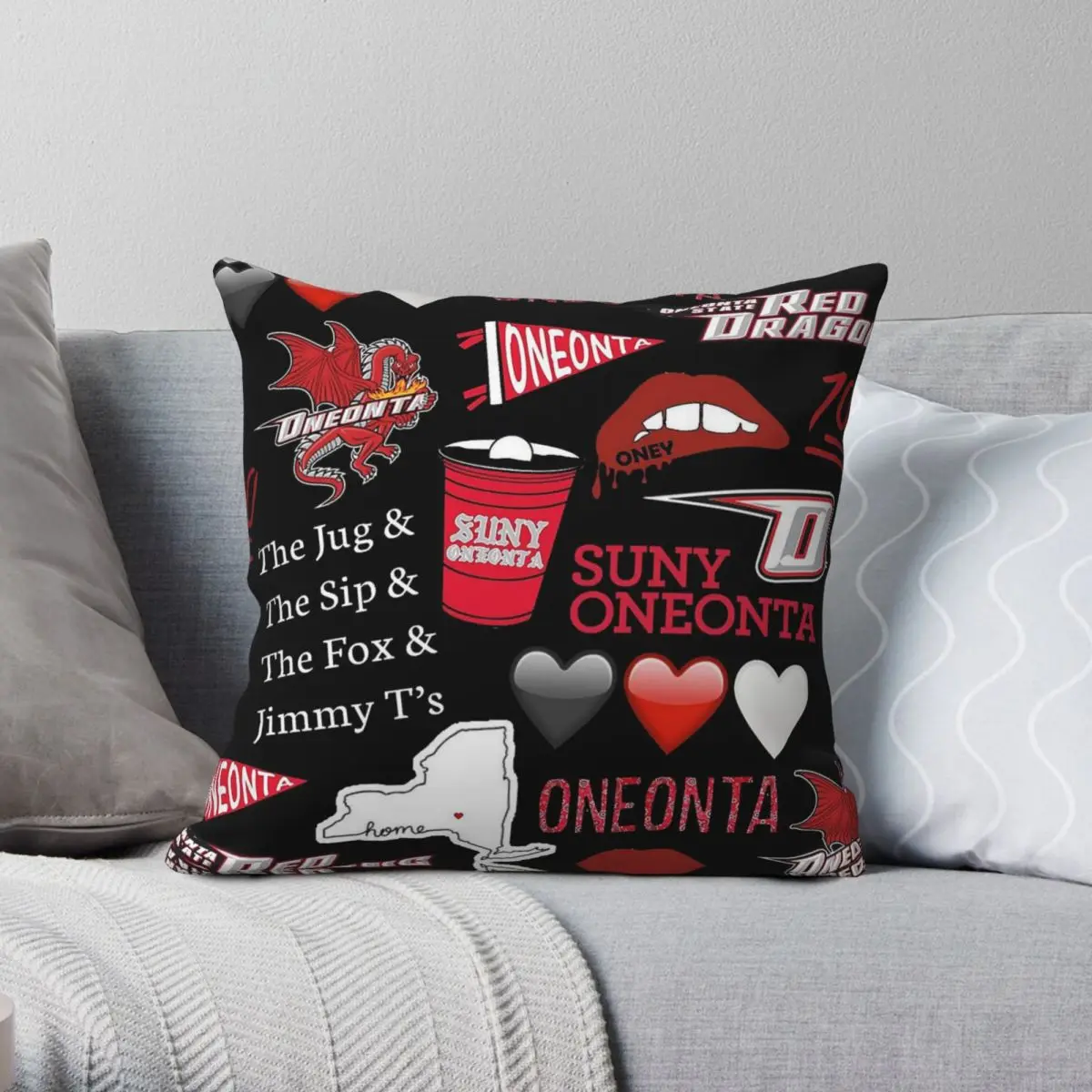 Квадратная наволочка Oneonta Нью-Йорк, Полиэстеровая льняная бархатная креативная декоративная Автомобильная Наволочка на молнии, 18 дюймов