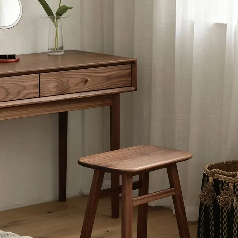 Nordic black walnut bedroom dresser modern simple makeup table bedroom small apartment computer table 4