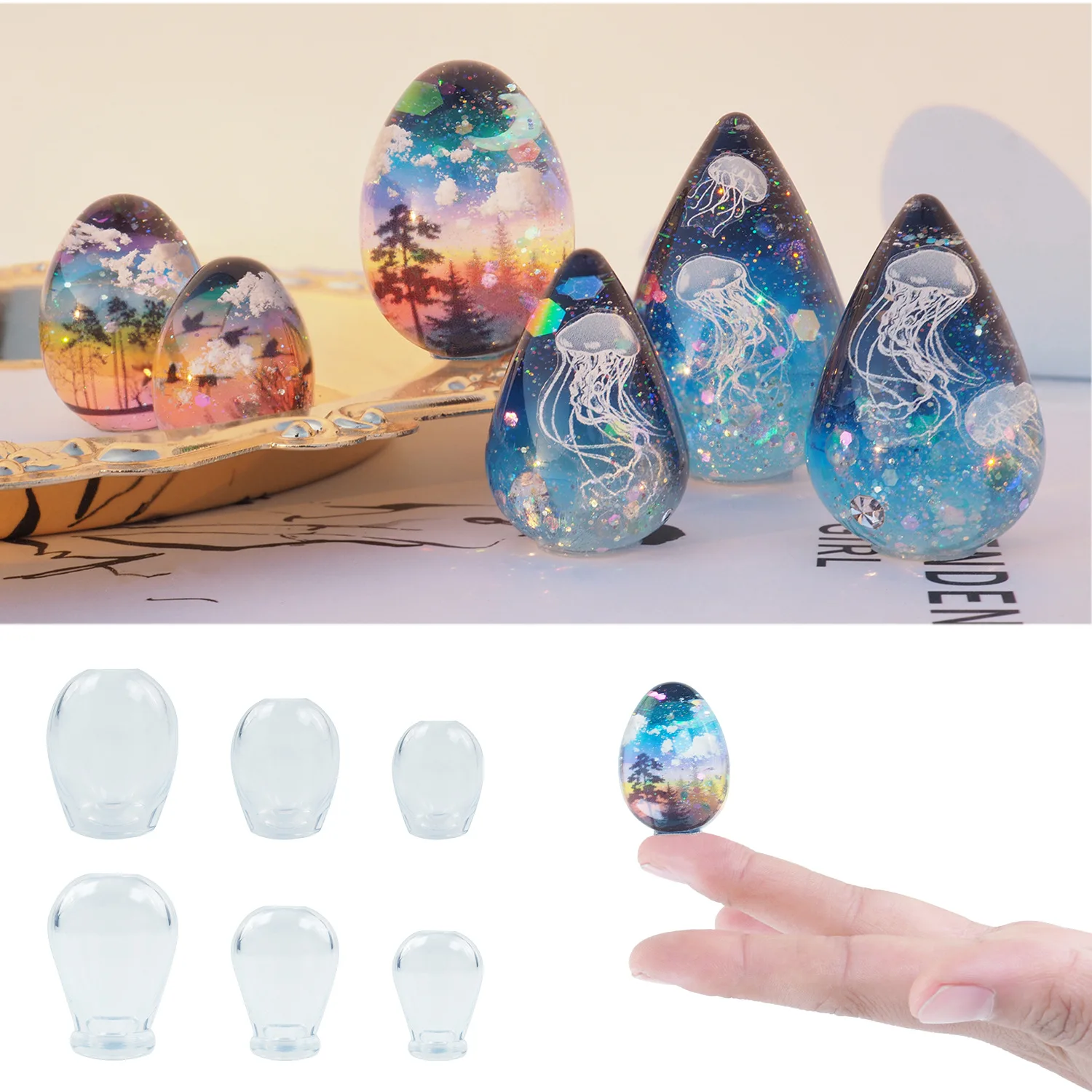 DIY Crystal Epoxy Resin Mold Mini Small Egg Drop Mirror Silicone Mold