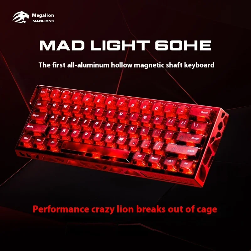 Madlions MAD Light 60 HE Magnetic Mechanical Keyboard Aluminum Hollow RT0.01 8K Wired Gaming Keyboard Rapid Trigger Rgb Keyboard