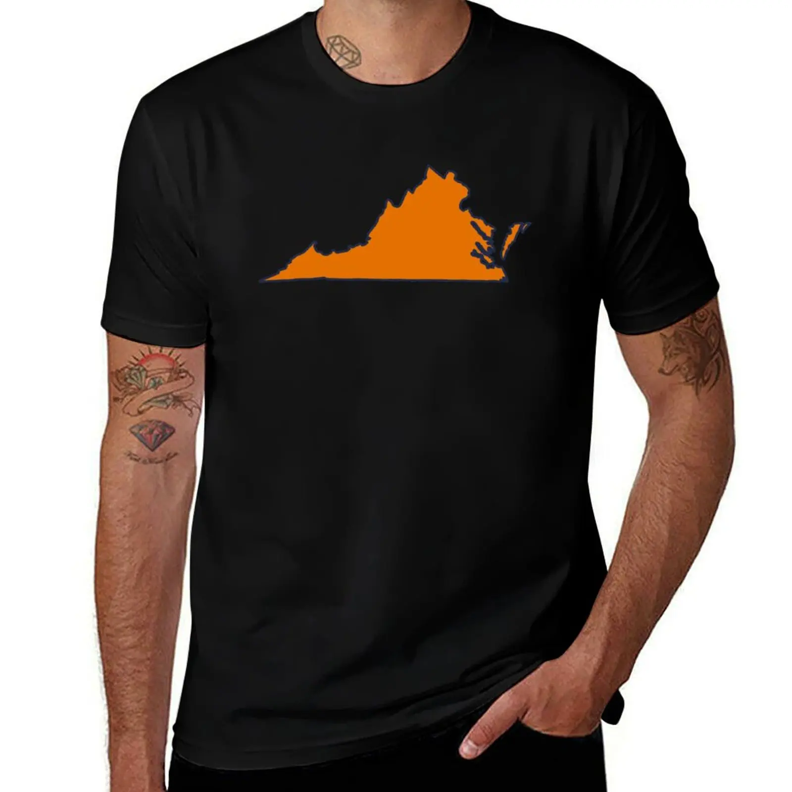 virginia outline UVA T-Shirt Fashion Graphic Tee for Men