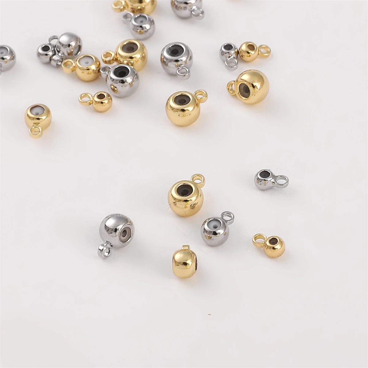 2Pcs 14K Gold/Platinum  Plated Insert Silicone Spacer Beads Accessories For Jewelry Making Findings