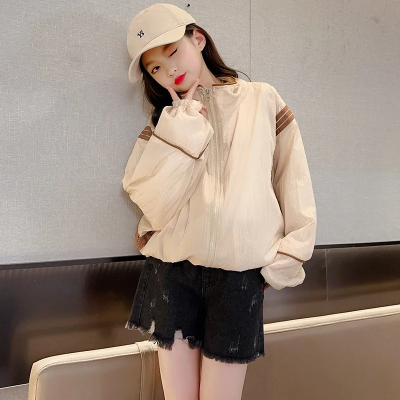 

Summer Lightweight Girls Outerwear Cool and Breathable Outdoor Sunscreen Clothes Casual and Loose Children's Clothing RM42