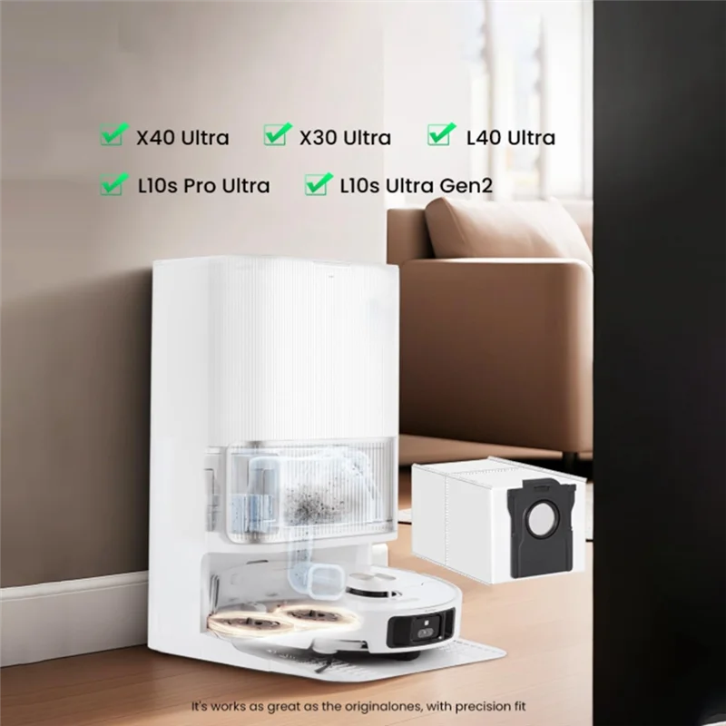 AT28-12 قطعة 3.2L كيس غبار كبير للاستعمال مرة واحدة لمكنسة Dreame X40 Ultra/X30 Ultra/L40 Ultra/L10s Pro Ultra/L10s Ultra Gen2