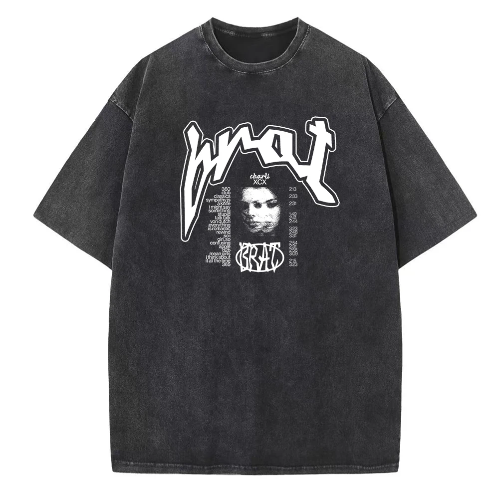 Charli XCX BRAT Vintage Harajuku Summer Unisex O-Neck Short Sleeve Cotton T-Shirts