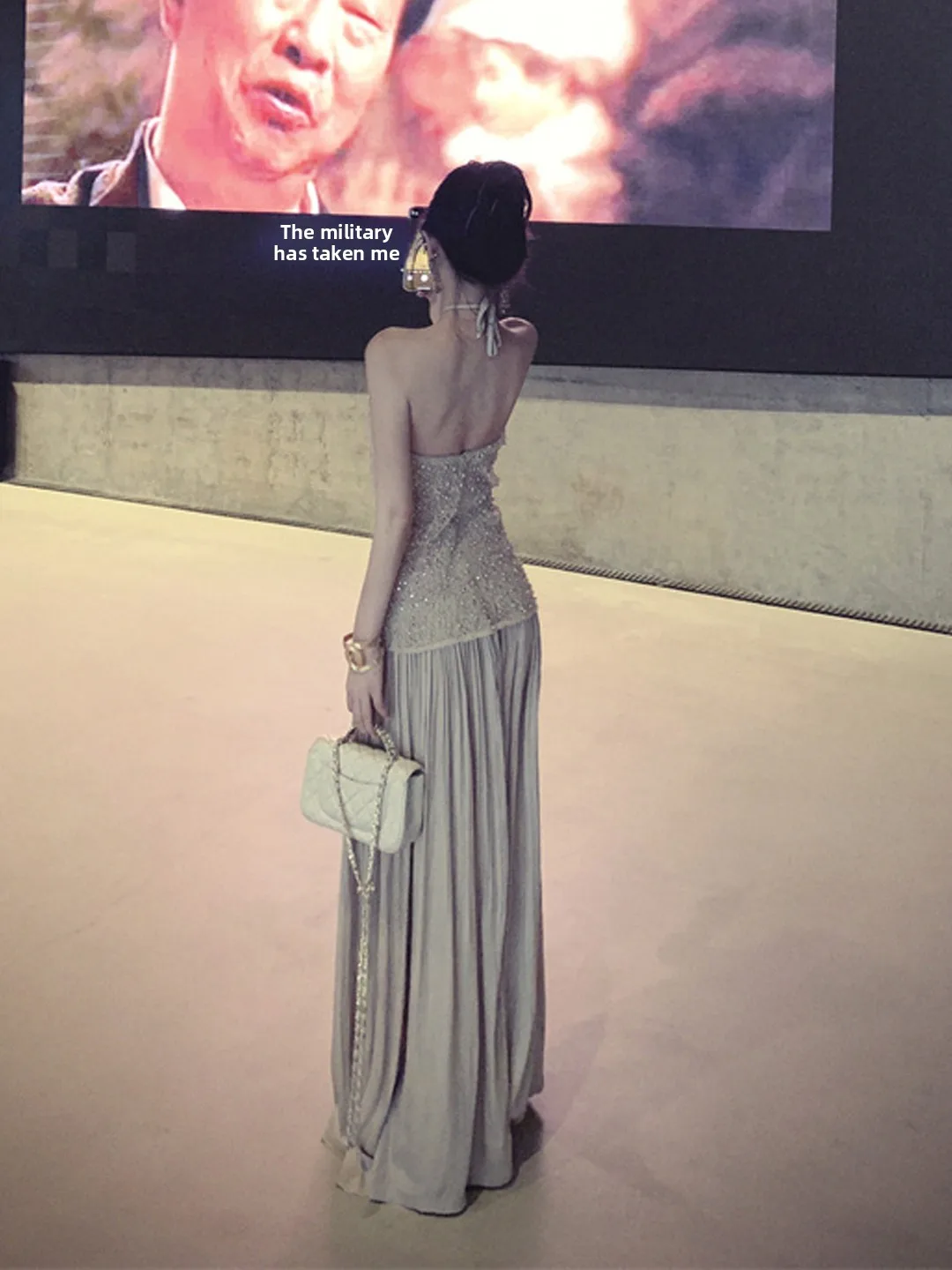 Bare Ba Ne Colgante Satén Noche Dr Francés Sle Color puro Cintura Una falda acampanada Transpirable Agradable para la piel Dr