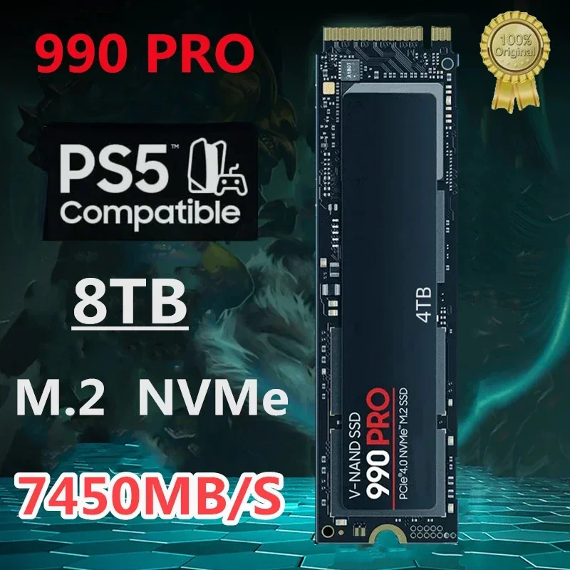 

NEW 990Pro SSD Hard Disk NVMe M.2 2280 1TB 2TB 4TB 8TB Internal Solid State Drive PCIe 4.0 for PS5/Laptop /PC/Desktop