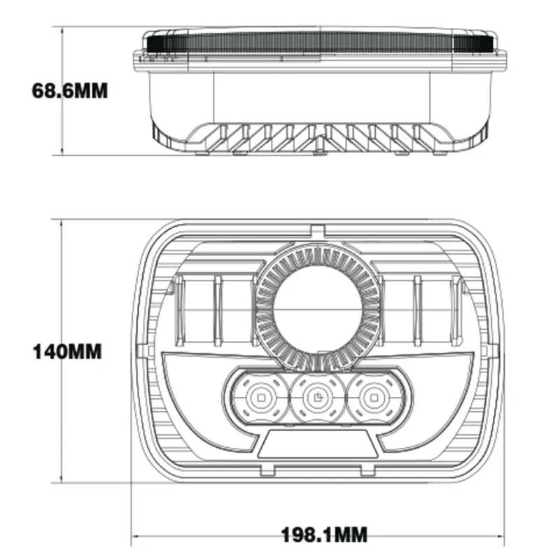 2X Auto 7x6 5x7 Inch 90W Square Truck LED Headlight Driving Lamps with Hi/Lo Beam DRL For Jeep Cherokee Wrangler XJ 4X4 Offroad