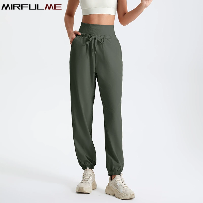 Women Jogger Pants High Waist Sport Running Trousers Loose Quick Dry Drawstring Gym Sweatpants Elastic Baggy Harem Pant For Yoga