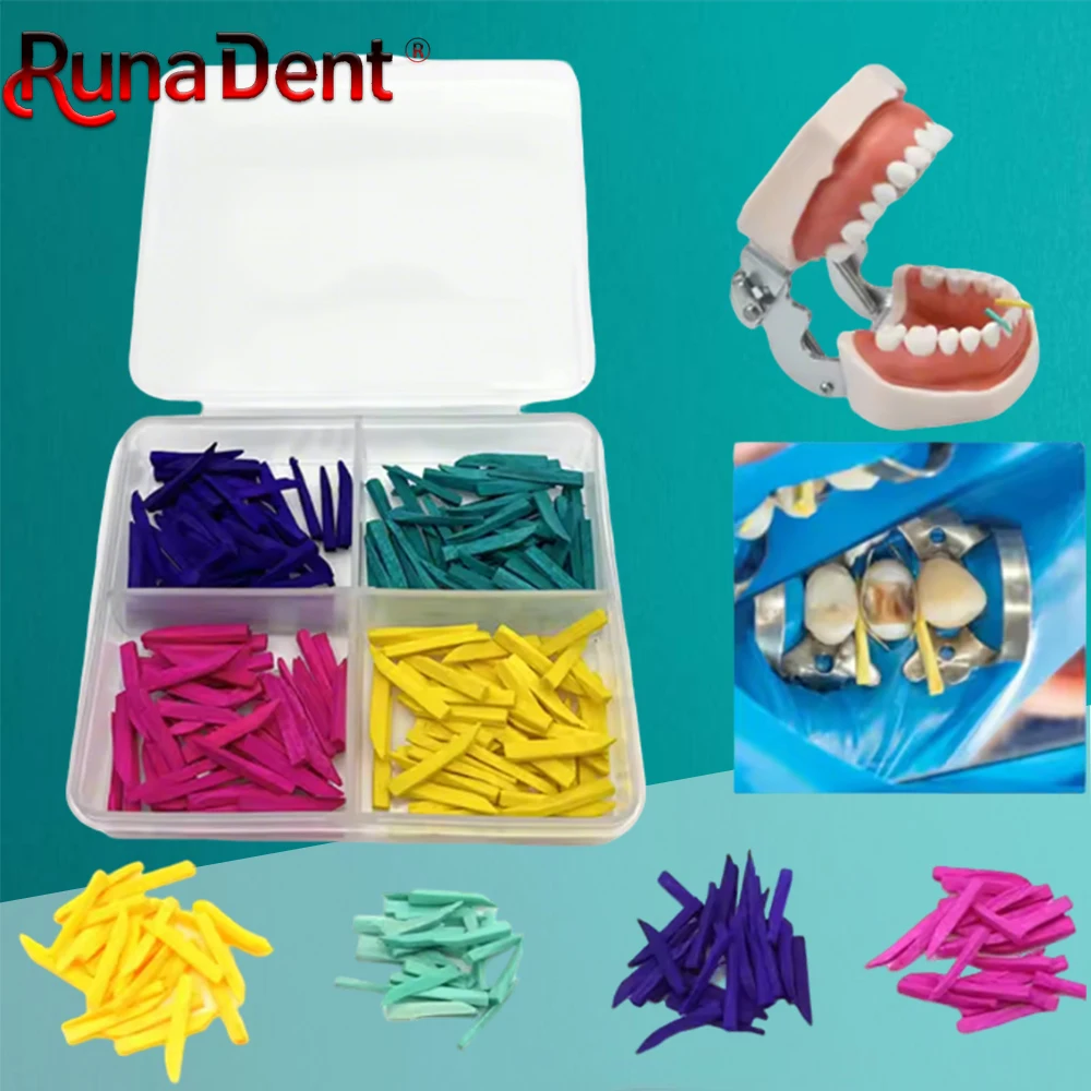 

200 шт. деревянные стоматологические межзубные клинья, специально обработанные насадки для защиты десен, 4 размера, набор клинов для наполнения зазоров между зубами