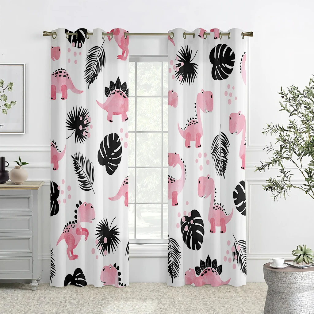 

Animal Print Curtains In The Rainforest, Semi Blackout , Rod Pocket Curtains For Kitchen, Cafe, Living Room, Home Decoration