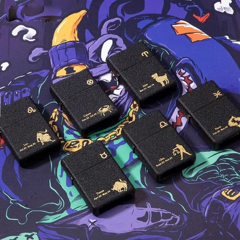 

2026 New Twelve Constellations Light Luxury Kerosine Lighter, Windproof Retro Grinding Wheel Ignition Personalized Gift for Men